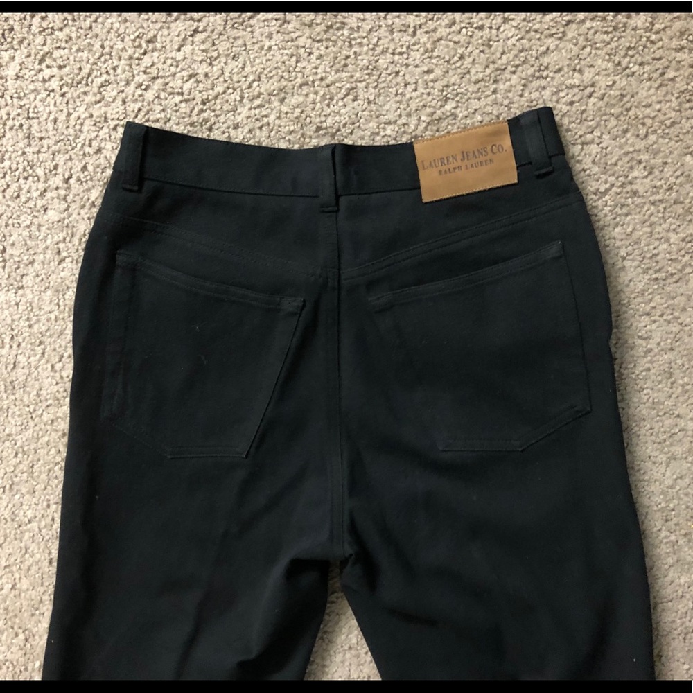 Lauren Jeans Co Denim Pants size 4P Stretchy Straight casual black - Picture 6 of 11